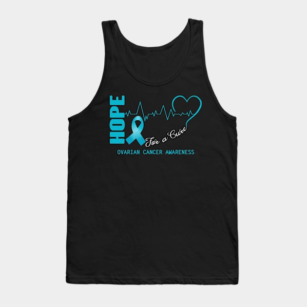 Hope For A Cure Ovarian Cancer Awareness Support Ovarian Cancer Warrior Gifts Tank Top by ThePassion99